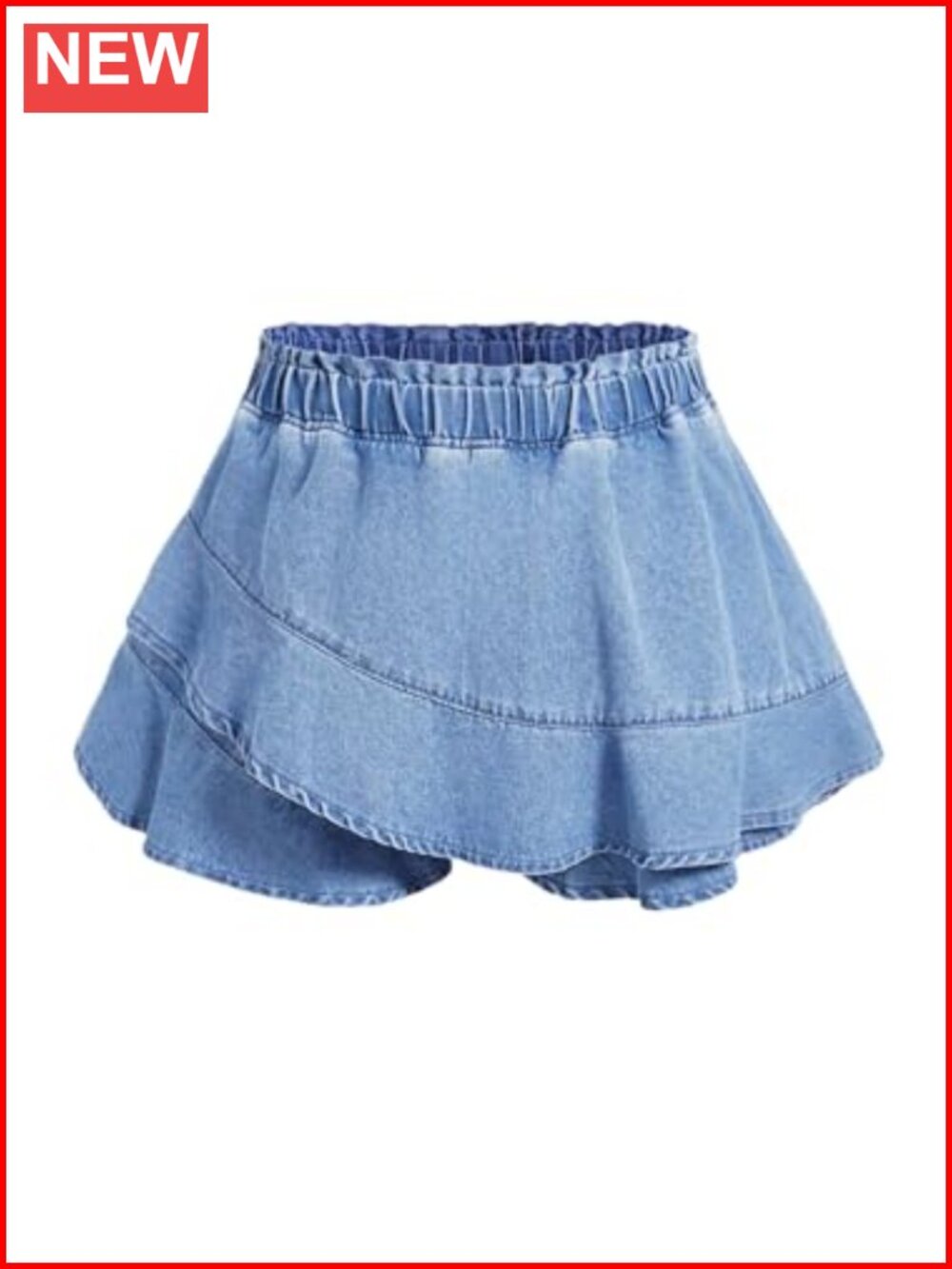 Plus Size High Waist Ruffle Hem Denim Skorts Soft Lightweight